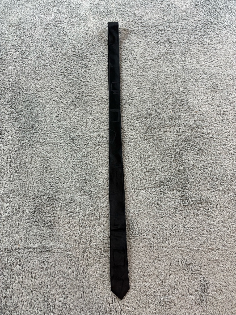 Vintage Puritan Black Skinny Tie with Tonal Square Motif